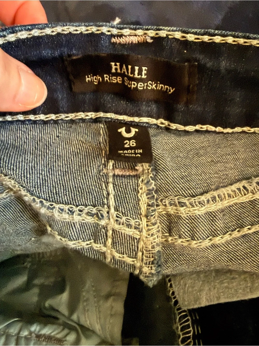 True Religion Halle Big T high rise super skinny jeans. Size 26. Cut hem